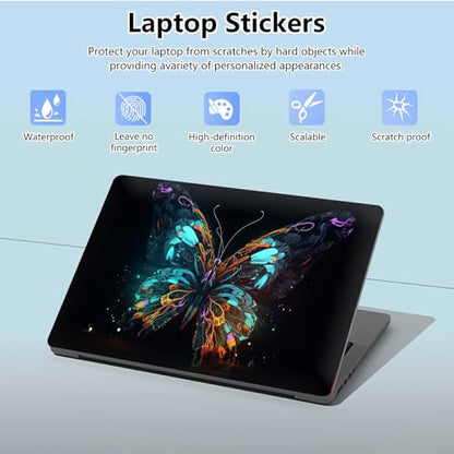 Universal Laptop Skin Sticker with 2 Wrist Pad Skins, Waterproof Scratch Resistant Vinyl Laptop Cover Decal, Cut to Fit for 11–15.6 Inch MacBook HP Dell Lenovo, Art Color Butterfly - color: Art Color Butterfly