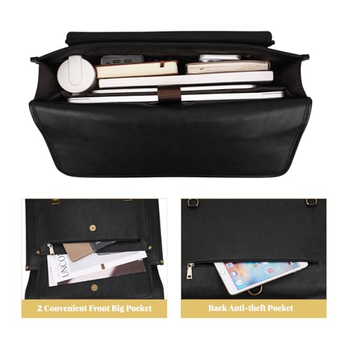MOSISO 3 in 1 Laptop Bag, 15.6 inch PU Leather Shoulder Bag | Briefcase Messenger Satchel Laptop Backpack, 15-16 inch Computer Bags Handbag Bookbag, Black - color: Black, size: 15.6 inch