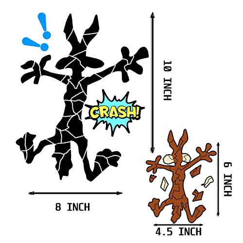 2 Pcs 10" 6.1" Reflective Scratch and Dent Fix Car Sticker, Funny Cartoon Coyote Splash Into Pieces, Bumper Stickers for Jeep, Truck, Motorcycle, Laptop, Skateboard, Window Decals Band-Aid Stickers - color: Coyote-l