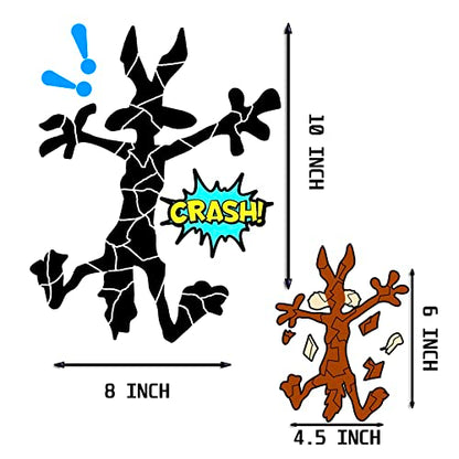 2 Pcs 10" 6.1" Reflective Scratch and Dent Fix Car Sticker, Funny Cartoon Coyote Splash Into Pieces, Bumper Stickers for Jeep, Truck, Motorcycle, Laptop, Skateboard, Window Decals Band-Aid Stickers - color: Coyote-l