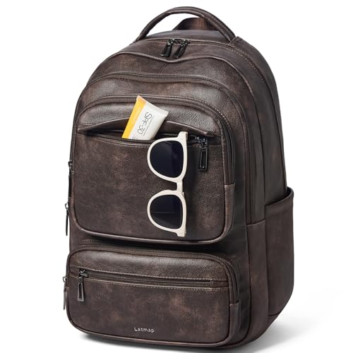 Backpack For Women Men Vegan Leather Backpack Purse Shoulder Bookbag 17 16 15.6 Inch Laptop Bag Handbags For Travel Work College Large Coffee Color - color: Coffee Color