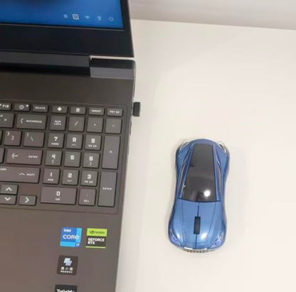 Car Mouse for Computer, Wireless Car Shaped Mice for Laptop, PC, Mini Cute Mouse with 2.4Ghz USB Receiver, 3D, 1600DPI, Silent Clicks, LED Headlights (Blue) - color: Blue