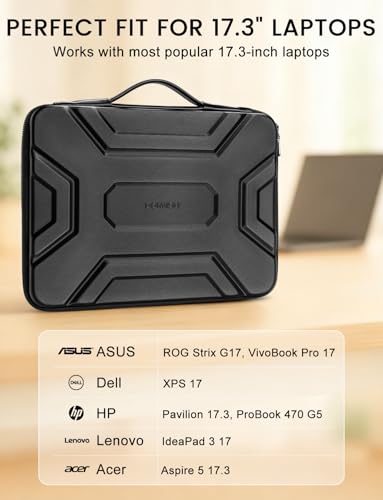DOMISO 17 inch Laptop Sleeve with Handle, Shockproof and Waterproof EVA Protective Laptop case, Laptop Sleeves for 17.3" HP Dell Asus Laptop, Black - color: Black, size: 17.3 inch