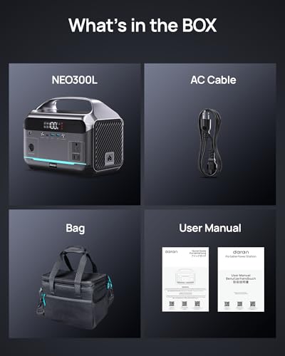 DARAN 350W Portable Power Station 288Wh with Storage Bag & 1.5m DC Car Charging Cable, LiFePO4 Solar Generator Bundle for Road Trip, Camping & Home Emergency