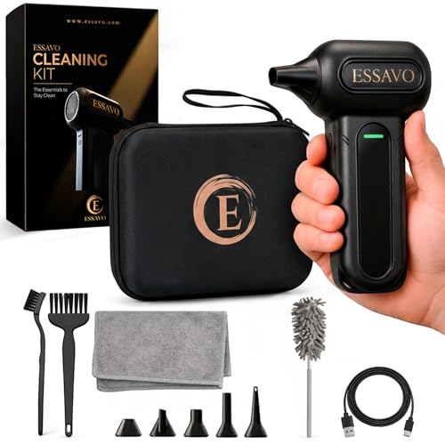 Compressed Air Duster 130,000RPM Cordless Portable Electric Air Duster with Brushless Motor & LED Light, 4 Speeds, USB-C Rechargeable for Keyboard, Computer, Car & Home Cleaning