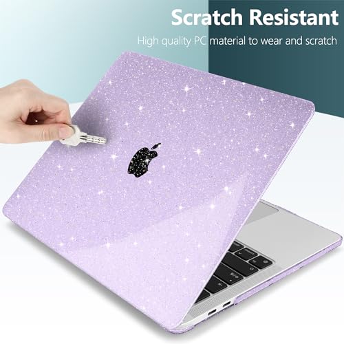 for MacBook Pro 13 inch Case 2023 2022 2021 2020 Release Model A2338 M2/M1 A2289 A2251 with Touch Bar & Touch ID, Glitter Bling Plastic Hard Shell Case & Keyboard Cover, Star Purple - color: Star Purple