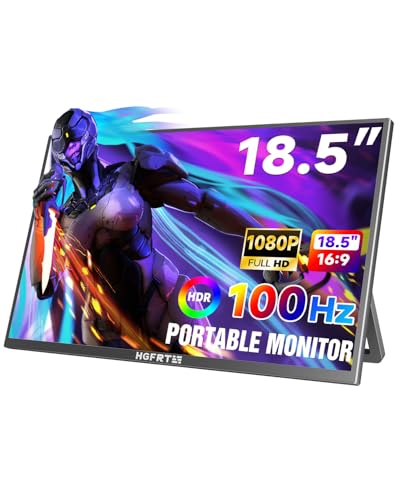 Large Portable Monitor 18.5", 1080P FHD 100Hz 120% sRGB USB-C IPS Screen External Display for Laptop Mac Gaming Office PC, Travel Monitor with Kickstand & Speakers, VESA Mountable - LCD Panels - size: 18.5inch