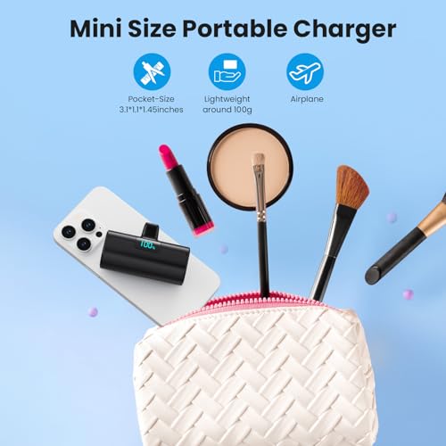 Mini Portable Charger for iPhone 17/16,Upgraded 5500mAh PD USB C Power Bank,Travel Essentials Pocket Phone Charger Battery Pack for iPhone 17/17 Pro Max/16/16 Pro/15 Series,Samsung Galaxy Android etc - color: Black