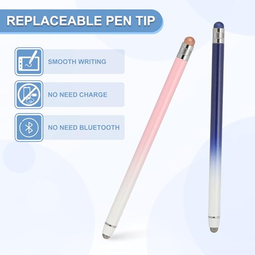 PATIKIL 4 Pcs Stylus Pens for Touch Screens, 2 in 1 High Sensitivity Universal Pen Capacitive Stylus for Phone Tablets Laptop Touch Screen Devices, Blue Pink - color: Blue Pink