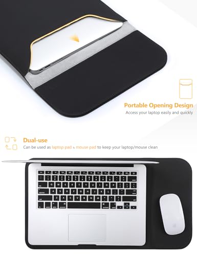 HYZUO 13 Inch Laptop Sleeve PC Case for MacBook Pro 13 M2 M1 2026-2016, 13" MacBook Neo 2026 A3404, MacBook Air 13 M5 A3449 M4 M3 M2 M1 2026-2018, 13" iPad Pro/Air, Surface Pro, XPS 13, Black - color: Black, size: 13 Inch
