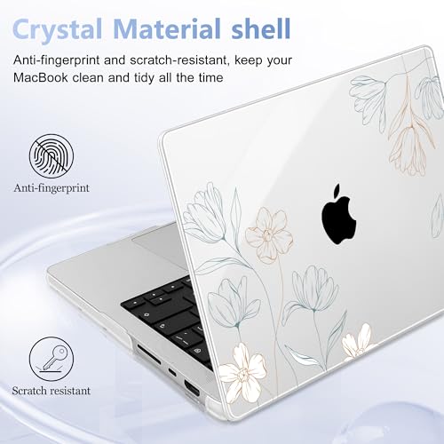 May Chen for 2026 MacBook Pro 14-inch M5 M4 M3 M2 M1 Pro/Max Chip, Release 2026 2025-2021, Model A3427 A3426 A3434 A3112 A3401 A3185, Plastic Hard Shell with Keyboard Cover, Floral - color: Floral