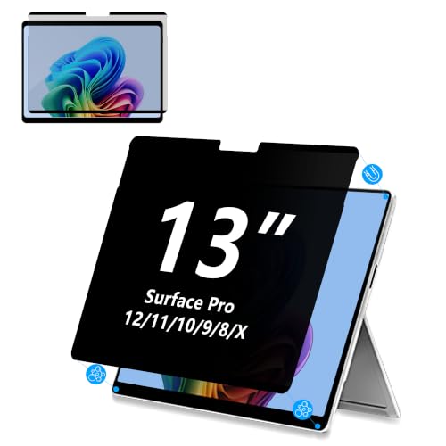 Adeway Magnetic Privacy Screen for Surface Pro 12/11/10/9/8/X 13" | Removable snap-on magnetic filter; side-view privacy; no adhesive; reusable. For office, travel, flights, commuting - size: Pro 13"