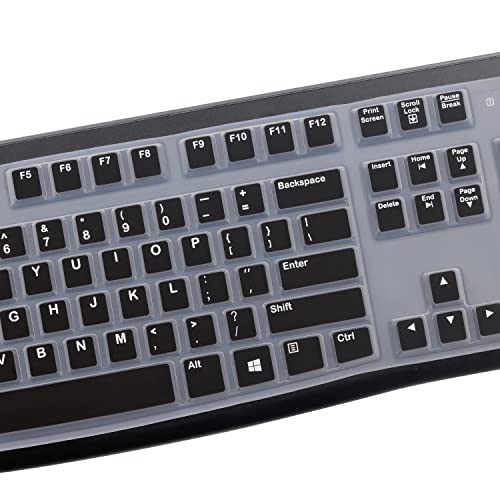 Silicone Keyboard Cover for Logitech K120 & MK120 Ergonomic Desktop USB Wired Keyboard, Logitech K120 & MK120 Keyboard Protective Skin US Layout (NOT Fit Other Model) -Black - color: Black