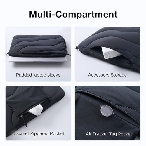 llano 13.3 inch Laptop Sleeve, Laptop Case for MacBook Pro,Dell, HP, Lenovo, Asus, Notebook Tablet Case, 360° Protection, Lightweight, Water-Resistant, 4 Compartments Storage, Black - size: 13.3 inch