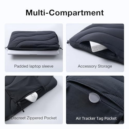 llano 13.3 inch Laptop Sleeve, Laptop Case for MacBook Pro,Dell, HP, Lenovo, Asus, Notebook Tablet Case, 360° Protection, Lightweight, Water-Resistant, 4 Compartments Storage, Black - size: 13.3 inch