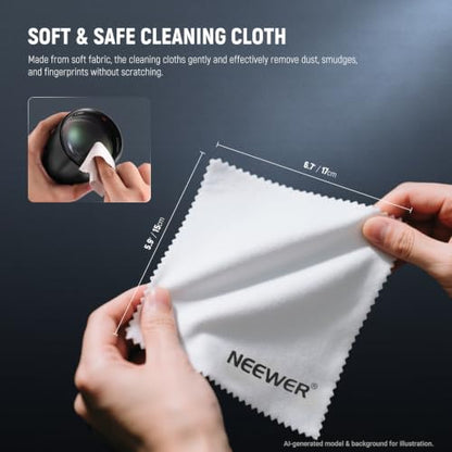 NEEWER 16 in 1 Camera Lens Cleaning Kit, Brush + Air Blower + Cleaning Swab for 24mm Full Frame Sensor + 1x Cleaner Spray + 2X Cloth + 10x Wet Lenses Wipe, HM-44