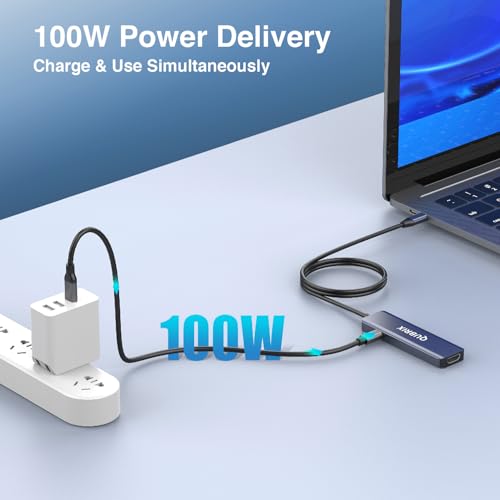 USB C 5 in 1 HUB,10Gbps USB-C/A 3.2 Ports, 4K HDMI 30Hz,100W PD Fast Charging,Compatible for MacBook Pro/Air, Dell XPS, iPad Pro Aluminum Splitter,Surface Pro Laptops