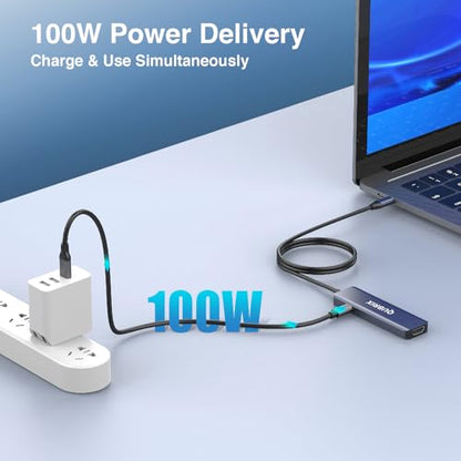 USB C 5 in 1 HUB,10Gbps USB-C/A 3.2 Ports, 4K HDMI 30Hz,100W PD Fast Charging,Compatible for MacBook Pro/Air, Dell XPS, iPad Pro Aluminum Splitter,Surface Pro Laptops