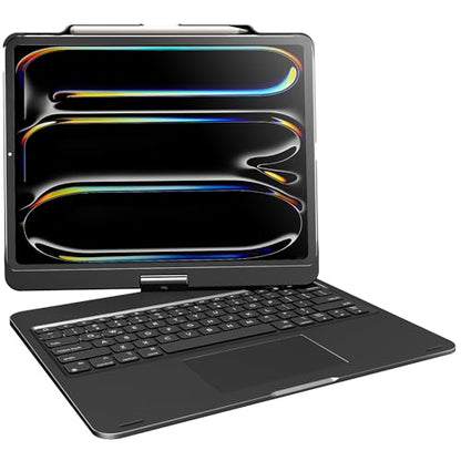 Keyboard Case for iPad Air 13 inch, Pro 13 and Pro 12.9 (6th-3rd Gen) Black | Pekarejue 360 Rotatable, Trackpad, Backlit, Pencil Holder, Fit iPad Air 13 M4 M3 M2, M5 M4 Pro 13"/12.9" (6th 5th 4th 3rd ) - color: Black, size: iPad Air/iPad Pro (13"/12.9")