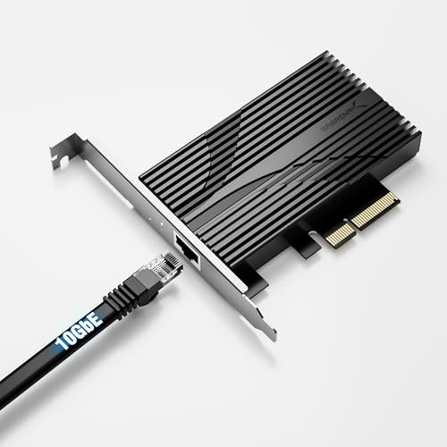 SABRENT 10Gb PCIe Network Card, 10GBASE-T, Multi-Gig NIC (NT-10PE) | PCIe 3.0 x4; Marvell AQC113; 5G/2.5G/1G; aluminum heatsink; fits x4/x8/x16; full-height - size: 10GbE PCIe