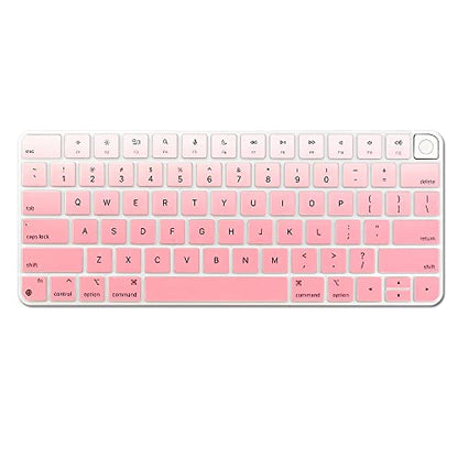 ProElife Keyboard Cover for Apple Magic Keyboard 3 with Touch ID A3118 | Ombre Pink, Non-interference Design for ID Key, Dust-proof, Silicone Protective Skin, Precision Molded, Washable & Reusable - color: Ombre Pink