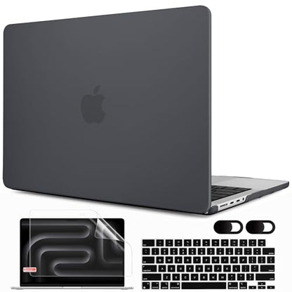 MEEgoodo for M5 MacBook Pro 16 inch Case 2026 2024 2023 2021 (Fit Model A3429/A3428/A3403/A3186/A2991/A2780/A2485) M5 M4 M3 M2 M1 Pro/Max, Laptop Case with Keyboard & Webcam Cover, Matte Black - color: Matte Black