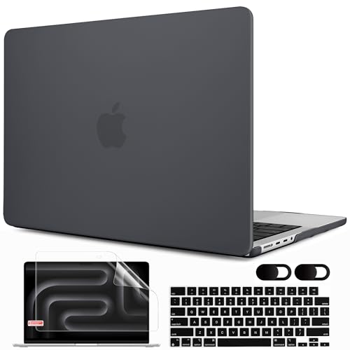 MEEgoodo for M5 MacBook Pro 16 inch Case 2026 2024 2023 2021 (Fit Model A3429/A3428/A3403/A3186/A2991/A2780/A2485) M5 M4 M3 M2 M1 Pro/Max, Laptop Case with Keyboard & Webcam Cover, Matte Black - color: Matte Black