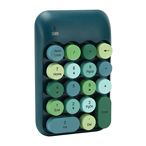 YOUTHINK Portable Silent Number Pad, Retro Style Edge Technology USB Receiver Containing Shortcut Keys Numeric Keypad with Calculator Function for PC Desktop Laptop (Dark Green Color) - color: Dark Green Color