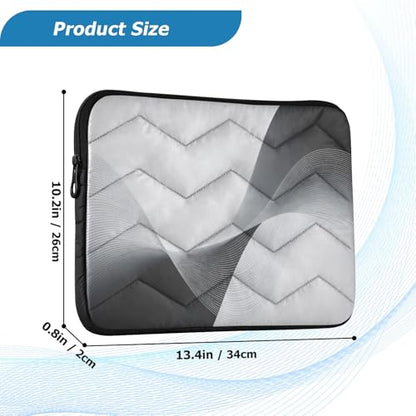 Black-White Wave Art Padded Laptop Sleeve Case 13 Inch Soft Quilted Laptop Bag Waterproof Computer Sleeves - color: Black-White Wave Art, size: Medium