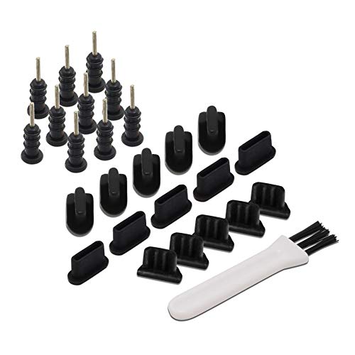 Multi Port Dust Plug Kit 25 Pieces for USB C, Lightning, Micro USB, 3.5mm | Covers USB C, Lightning, Micro USB and 3.5mm ports, reusable protection for mixed device collections