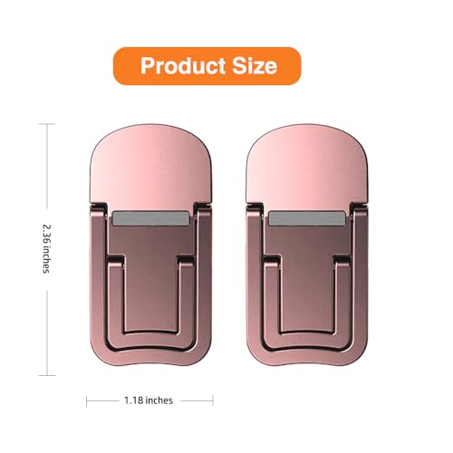 2PCS Metal Mini Foldable Laptop Stand, Portable Computer Keyboard Riser with 2 Adjustable Angles, Self-Adhesive Invisible Notebook Stand and Keyboard Lift for Desk (Pink) - color: Pink