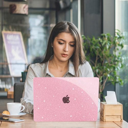 G JGOO for MacBook Air 13 inch Case 2021 2020-2018 M1 A2337 A2179 A1932 | Glitter Protective Plastic Laptop Hard Shell for MacBook Air 13.3 inch Case + Keyboard Cover + Screen Protector, Sparkly Pink - color: Pink