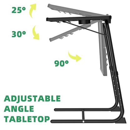 Adjustable TV Tray Table for Breakfast & Dinner - Black Folding Couch Desk with Cup Holder, Portable Eating Tray for Sofa, Bed, Living Room - 6 Height & 3 Angle Adjustments