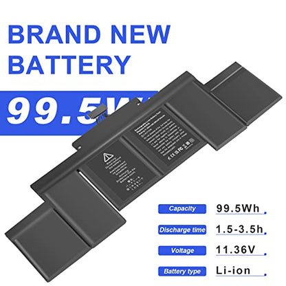 99.5Wh A1618 A1494 Laptop Battery for A1618 A1494 P/N:020-00079 02000079 for MacBook Pro 15" Inch Retina A1398 (Mid 2015 Mid 2014 Late 2013 Early 2015), NOT fit for: A1398 (Mid 2012 Early 2013) - size: 8.27*3.78*0.28inch A1618