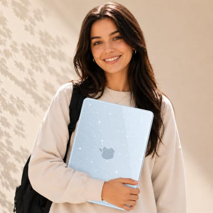 May Chen Compatible with MacBook Neo 13 inch Case 2026 Model A3404, Plastic Hard Shell,Keyboard Cover,Screen Protector,Dust Plug, for MacBook Neo 13" with A18 Pro Chip, Glitter Blue - color: Glitter Blue