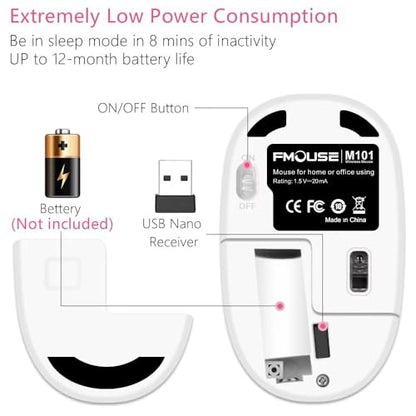 JUHOO Wireless Mouse with Nano Receiver for PC, Laptop, Notebook, Computer, MacBook, Less Noise, Portable Mobile Optical Mice - style: Flower Girl