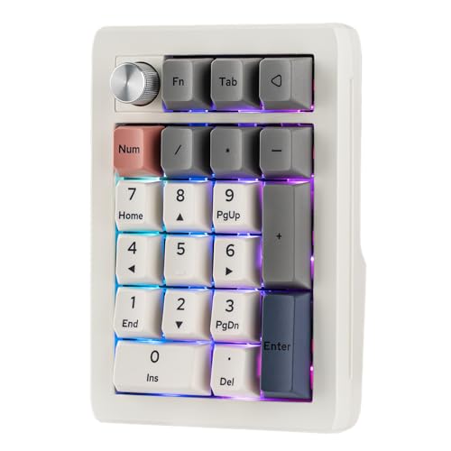 EPOMAKER EK21 VIA Gasket Number Pad w/ 1000mAh Battery, BT 5.0/2.4GHz/Wired | Hot-Swap Numpad with Aluminum Alloy knob, Programmable for Win/Mac/Gaming (Retro White, Zebra Switch) - color: Retro White, size: Zebra Switch