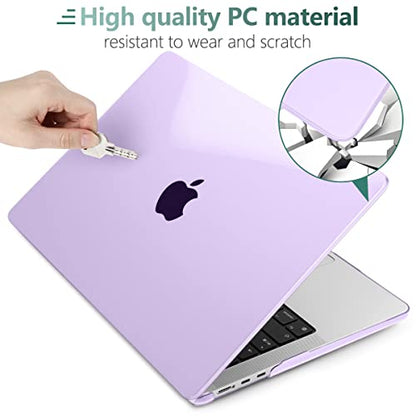 TWOLSKOO Compatible with MacBook Air 13 inch Case M5 2026 M4 2025 M3 M2 2024-2022 A3449 A3240 A3113 A2681, Plastic Hard Shell & Keyboard Cover & Screen Film for MacBook Air 13.6 inch, Crystal Purple - color: Crystal Purple