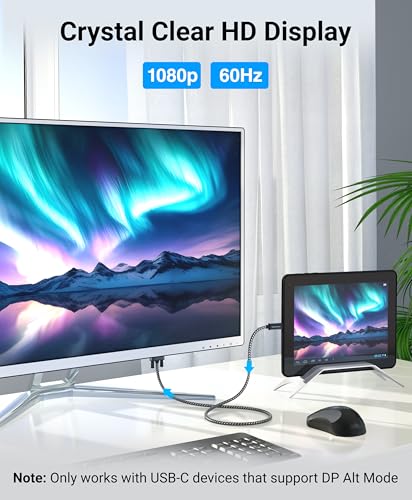 BlueRigger 6FT USB-C to VGA Cable - 1080p Display, Compatible with Laptop, Phone, Tablet, HDTV, Monitor, Projector - size: 6FT, style: USBC-VGA