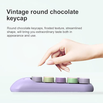 Lomiluskr Cute Wireless Number Keypad with 2.4G USB Receiver, 18 Colorful Round Keys Numpad, Portable Financial Accounting Numeric Keyboard, Suitable for PC, Laptop (Purple) - color: Purple