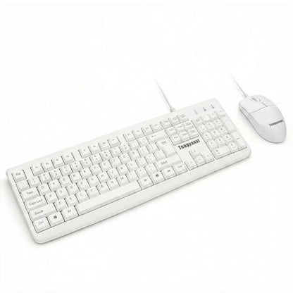 Tongyangat Wired Keyboard and Mouse Combo, Full-Size USB Keyboard with Numeric Keypad, Ergonomic Wired Mouse, Plug & Play, Compatible with Windows, Mac, Laptop, Desktop, Computer (White) - color: T907-White