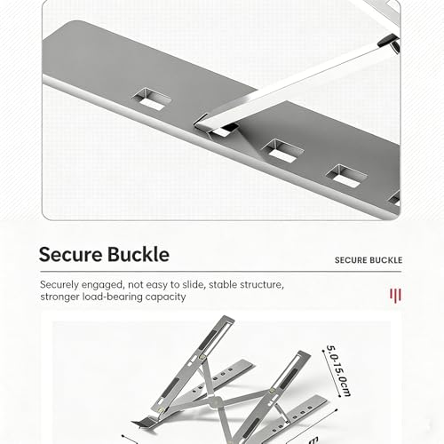 Adjustable Laptop Stand with Locking Buckle, Compatible with 10, 10-16 Inch | Ergonomic Aluminum Riser for Enhanced Cooling and Stability. Compatible with 10-16 Inch Laptops. Use in everyday routines. - color: Abs White