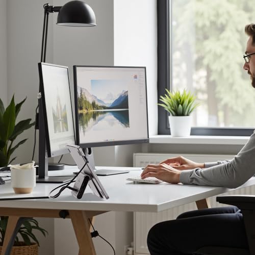 MacBook Pro Docking Station Dual Monitor 4K@60Hz for MacBook Pro/Air M3 Pro/M4/M5, PULWTOP USB C Docking Station Stand Laptop Dock with 2 HDMI, PD, Ethernet, USB A/C 10Gbps, Audio, SD/TF, USB 2.0