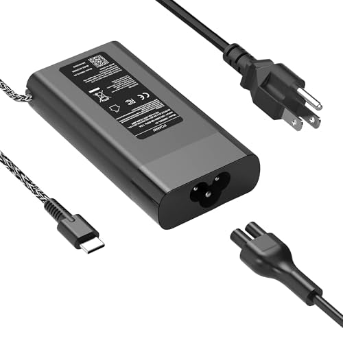 Slim 65W USB C Laptop Charger Replacement for HP Laptop Charger OmniBook Pavilion Envy x360 Chromebook ProBook EliteBook Spectre x360 Elite x2 Computer Travel Type C Braided Cord Power Adapter - color: Black3