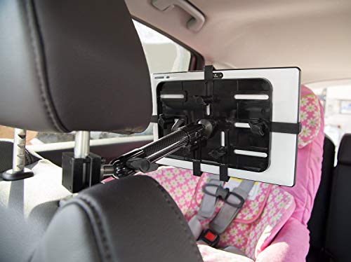 Mount-It! Carbon Fiber Car Headrest Tablet Holder, Back Seat iPad & Tablet Mount for Kids, Adjustable 7–11 Inch Rear Seat Holder for Galaxy & Fire Tablets, Road Trip Travel Mount