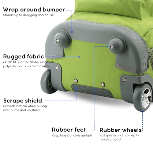 J World Sundance Laptop Rolling Backpack for Girls Boys. Roller Bookbag with Wheels, 20 Inch, Celery - color: Celery