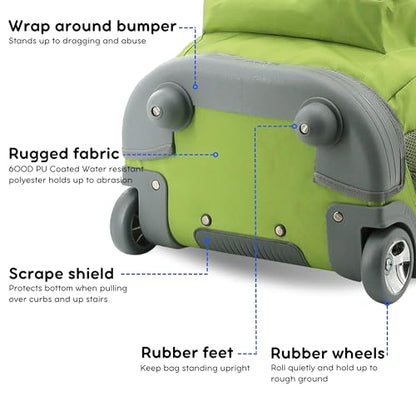 J World Sundance Laptop Rolling Backpack for Girls Boys. Roller Bookbag with Wheels, 20 Inch, Celery - color: Celery