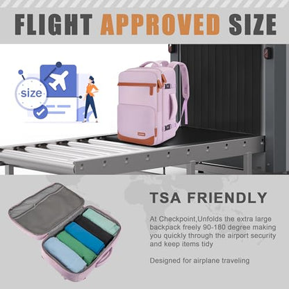 40L Travel Backpack, Flight Approved Carry On Laptop Backpack | Water-resistant, Personal Item Travel Bag, Fits 15.6/17.3 inch Laptop, Hiking, Camping, Business, Commute, Men & Women - color: Purple, size: Large