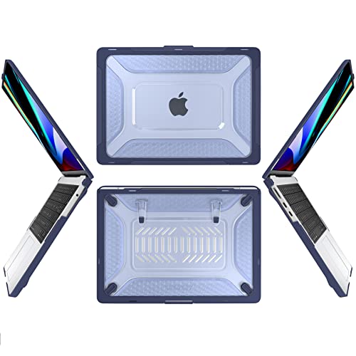Batianda Extreme Heavy Duty Case for MacBook Air 13.6" 2026-2022, Navy Blue | Fits M5/M4/M3/M2 Chip Model, Anti-Slip Rubberized Stand Holds 25lbs, Honeycomb Rugged Matte Shell, Max Cooling & Stability - color: S-Navy Blue