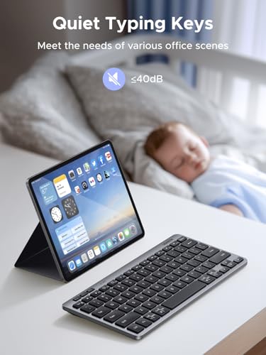 UGREEN K551 Slim Quiet Wireless Bluetooth 78Keys Keyboard, 3-Device Free Switching with Bluetooth & 2.4G, Compatible with Windows/macOS/iOS/Android, Works with MacBook, Lenovo, HP